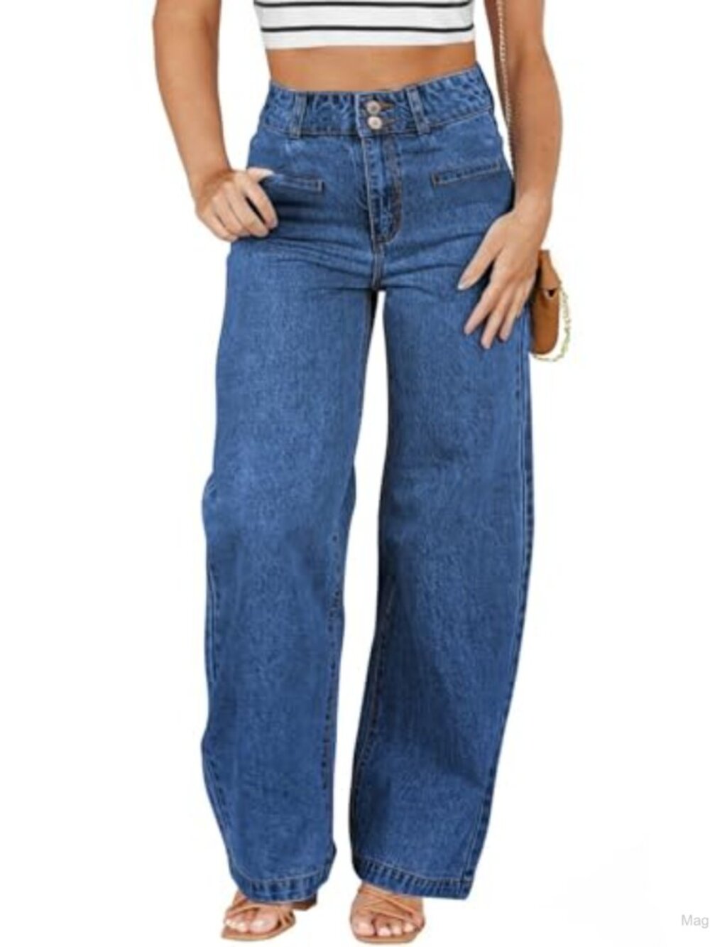 Plus Size High Waisted Wide Leg Jeans with Pockets for Women